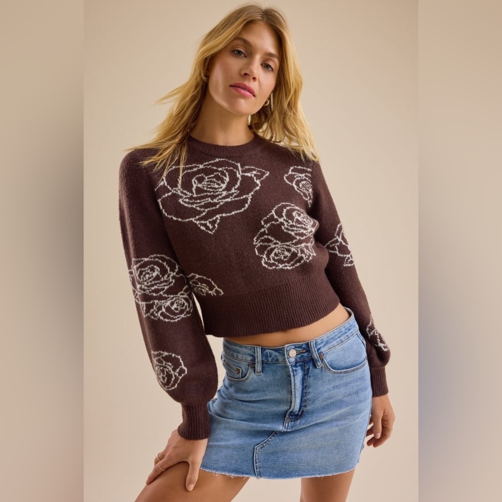 Patterned Rose Sweater
